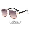 Retro pilot sunglasses with gold metal frame, tea gradient lenses and striped temples - Gold Frame Grey Tea Gradient