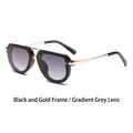 Gafas de sol retro con montura negra y dorada y lentes grises degradadas para moda urbana - Montura Negro Oro Lentes Gris Degradado