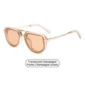 Narrow frame sunglasses with transparent champagne frame and champagne tinted lenses - Transparent Champagne Frame Champagne Lens