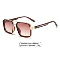 Gafas de sol retro cuadradas con montura oro té y lentes marrones degradadas - Montura Té Oro Lentes Degradadas Té (C6)