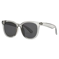 Modern narrow rectangle grey sunglasses with translucent resin frames and metal accents - Grey Black Grey