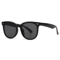 Modern narrow-frame black sunglasses with tinted lenses and silver temple accents - Black Frame Gray Lenses