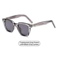 Square sunglasses with transparent gray frames, dark lenses and star metal accents - Transparent Grey Frame Grey Lens