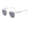 Gafas de sol cuadradas con montura transparente, lentes grises y detalles de estrellas - Montura Transparente Lentes Gris Negro