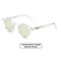 Fashionable square sunglasses with transparent frames and light green tinted lenses - Transparent Frame Green Lens