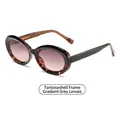 Gafas de sol ovaladas retro con montura de carey y lentes grises degradadas para hombre - C4 Marco de Carey / Lentes Grises Degradadas