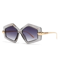 Oversized hexagonal grey frame sunglasses with purple gradient lenses and gold metal legs - Grey Frame Grey Lens