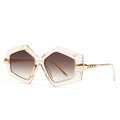 Oversized champagne hexagon sunglasses with brown gradient lenses and gold accents - Champagne Frame / Tea Lens