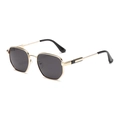 Modern hexagonal metal sunglasses with gold frames and dark grey lenses for street style - Gold Frame Grey Lens