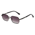 Lunettes de soleil polygonales rétro en métal avec verres dégradés violets, vue à 45 degrés - Monture Gunmetal Violet Clair