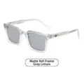 Lunettes de soleil carrées gris sable avec verres gris et détail de charnière en métal - C6 Monture Gris Mat Verres Gris