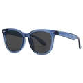 Retro narrow square blue transparent frame sunglasses with dark grey lenses and 53mm size - Blue Black Grey