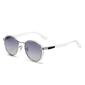 Lunettes de soleil rondes vintage avec monture en métal argenté et verres dégradés - C1 Monture Argent Gris Clair
