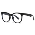 Modern narrow black full frame glasses with silver rivets and blue light blocking lenses - Black Frame Clear Lens