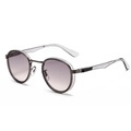 Lunettes de soleil rondes rétro en métal avec verres dégradés violets et branches grises - C2 Monture Gunmetal Violet Clair