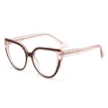Pink cat eye anti-blue light glasses with brown browline and metal reinforced cores - Pale Pink (C6)