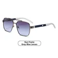 Retro aviator zonnebril met gunmetal montuur en blauwe verloopglazen voor moderne look - Gunmetal Frame Grijs Blauwe Lenzen