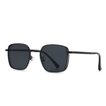 Classic black square metal frame sunglasses with dark lenses for retro street style fashion - Black Frame Gray Lens