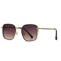 Retro round metal sunglasses with gold frames and purple gradient lenses for street fashion - Black Gold Frame Tea Gradient