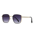 Retro round metal sunglasses with gold frames and purple gradient lenses for street fashion - Black Gold Frame Gray Lens