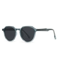 Polarized crown round sunglasses with grey blue translucent frames and dark lenses - Light Blue Frame Grey Lens