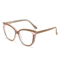 Brown and transparent pink cat-eye blue light blocking glasses with golden dots detail - Tea-Pink Splice