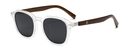 Gafas de sol polarizadas con montura transparente y patillas de madera oscura de calidad - Montura Transparente Lentes Gris Negro