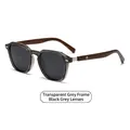 Gafas de sol redondas polarizadas con montura gris transparente y patillas de madera - Montura Gris Transparente Lente Gris