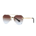 Lunettes de soleil sans monture rétro avec verres dégradés et monture dorée - Or Thé Bleu
