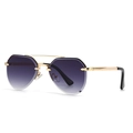 Lunettes de soleil rectangulaires sans monture pour femme avec verres violets dégradés - Double Gris Doré