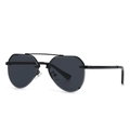 Lunettes de soleil pilote noires modernes avec double pont en métal et monture sobre - Monture Noire Verres Gris