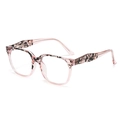 Blue light blocking glasses in transparent pink and dark tortoiseshell frame - Leopard Light Pink White Lens