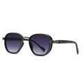 Retro hexagon sunglasses with metal frames and purple gradient lenses for women - Gunmetal Frame Gray Gradient Lens (C2)