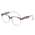 Purple gradient cat-eye blue light glasses with stylish marble pattern temples - Leopard Light Purple White Lens