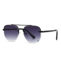 Modern retro cat-eye sunglasses with purple gradient lenses and black metal frames - Black Frame Double Gray Gradient Lens (C2 Black Gray)