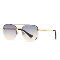 Retro rimless pilot sunglasses with gold metal frame and purple gradient lenses for women - Gold Frame Blue Tea Gradient Lens (C6 Gold Blue Tea)