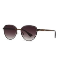 Moderne oversized ronde zonnebril met paarse verloopglazen en bronzen metalen montuur - Thee Frame Thee Lens (C1)