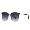 Square vintage sunglasses with gold frames, purple gradient lenses and tri-color temples - Gold Frame Gradient Gray Lens