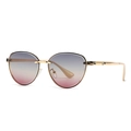 Retro smalle zonnebril voor dames met gradiënt glazen en goudkleurig metalen frame - Gouden Frame Grijs Rode Lens (C3)