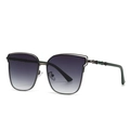 Vintage oversized sunglasses with gradient purple lenses and gunmetal openwork frame - Gunmetal Frame Grey Green Lenses