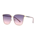 Retro oversized square metal sunglasses with purple-pink gradient lenses and bamboo-style legs - Gold Frame Purple Pink Gradient Lens