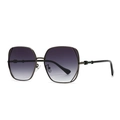 Modern square sunglasses with gunmetal frames and gradient purple lenses in a front view - C1 Gun Frame Double Gray