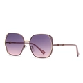 Retro slim square sunglasses with purple gradient lenses and gold metal temple accents - C4 Pink Frame Pink Lens