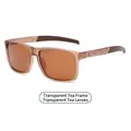 Modern oversized square sunglasses with matte tea brown frames and matching polarized lenses - Transparent Tea Frame / Tea Lenses (C6)