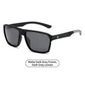 Gafas de sol TR polarizadas para hombre con montura negro mate y lentes grises - Montura Negra Mate Patas Grises