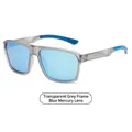 Gafas de sol deportivas TR polarizadas, montura gris transparente y lentes de espejo azul - Montura Gris Transparente Lentes de Espejo Azules