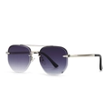 Retro rimless pilot sunglasses with purple gradient lenses and silver metal frame - Silver Frame Double Gray Gradient Lens (C3 Silver Gray)