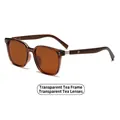Polarized sunglasses with transparent tea frame, tea lenses and wood texture temples - Translucent Tea Frame Tea Lens