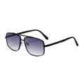 Modern black metal aviator sunglasses with blue-purple gradient lenses in 45-degree view - C5 Black Frame Double Grey