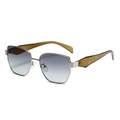 Retro narrow frame sunglasses with metal frame and gradient lenses for street fashion - C5 Silver Frame Light Grey Lens